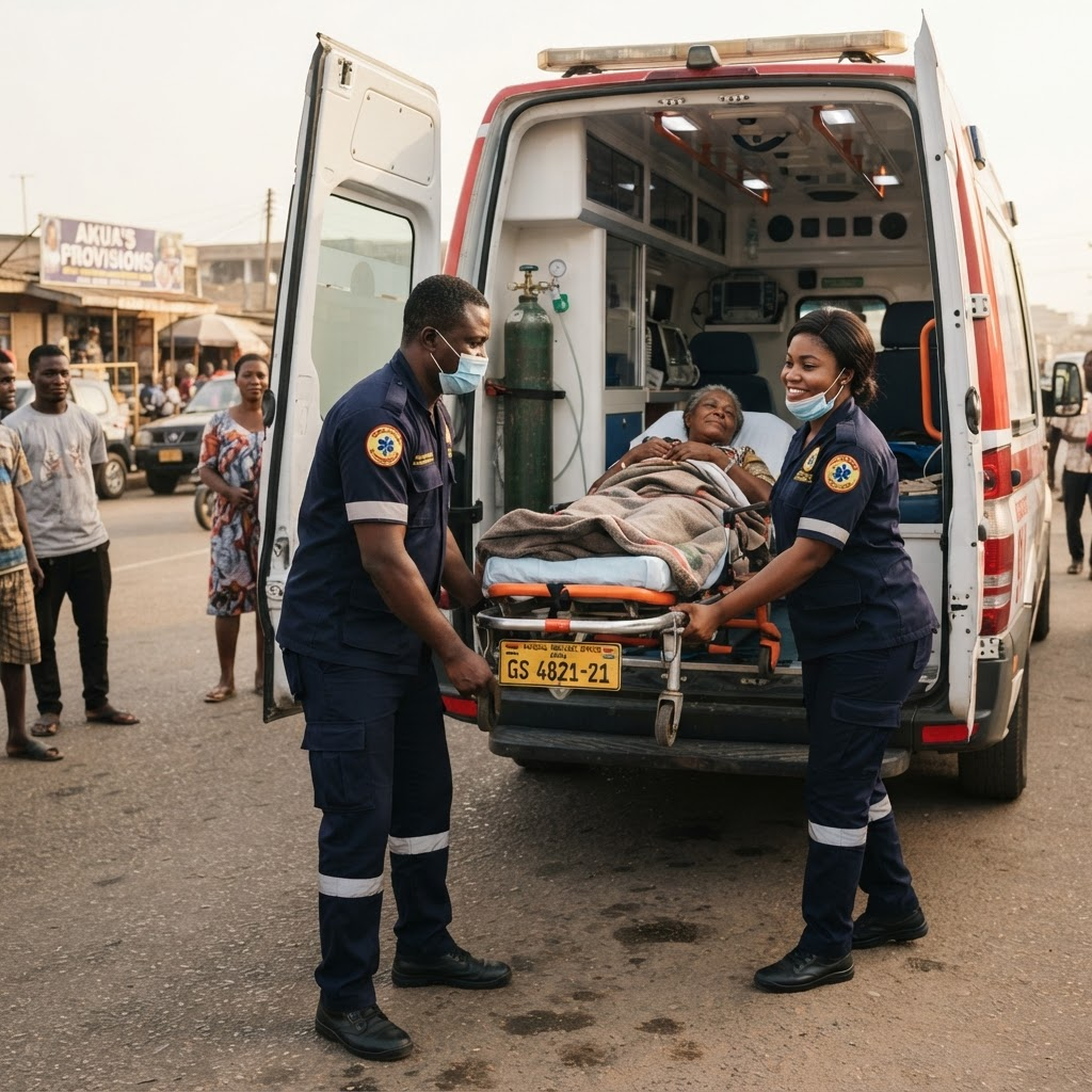 AmbuLync paramedics assisting a patient into an ambulance